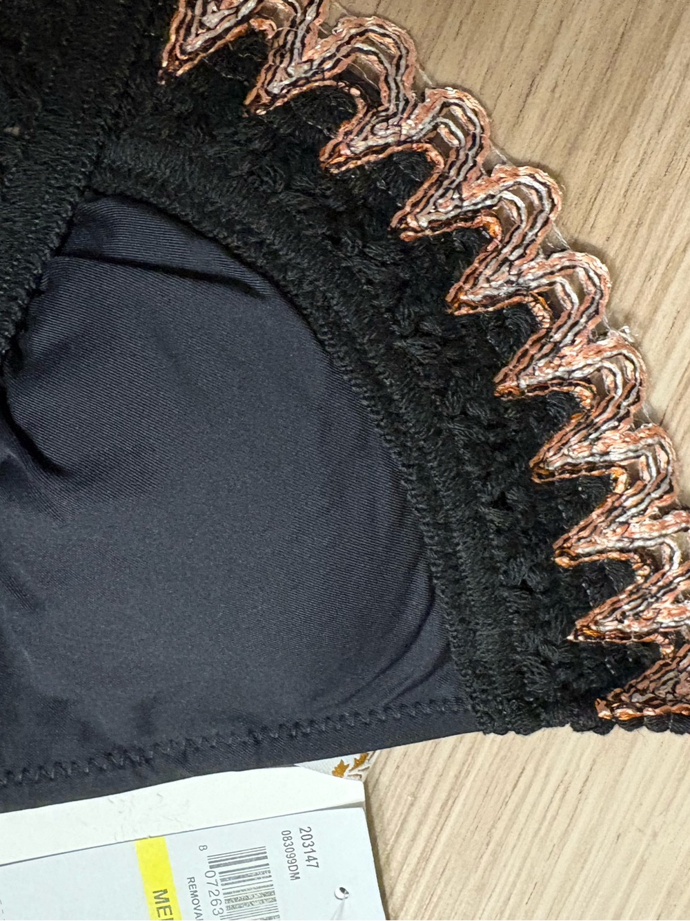 Becca Swim Layla Halter Triangle Bikini Top Black Medium Bohemian Crochet - Picture 4 of 10